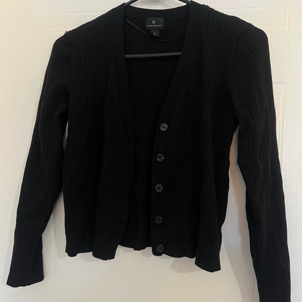 Worthington L Black Cardigan Sweater